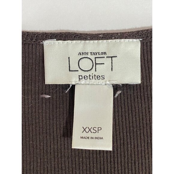 Ann Taylor Loft Petites Brown Tank Top with Scoop Neckline Beading Women’s XXSP - Picture 4 of 7